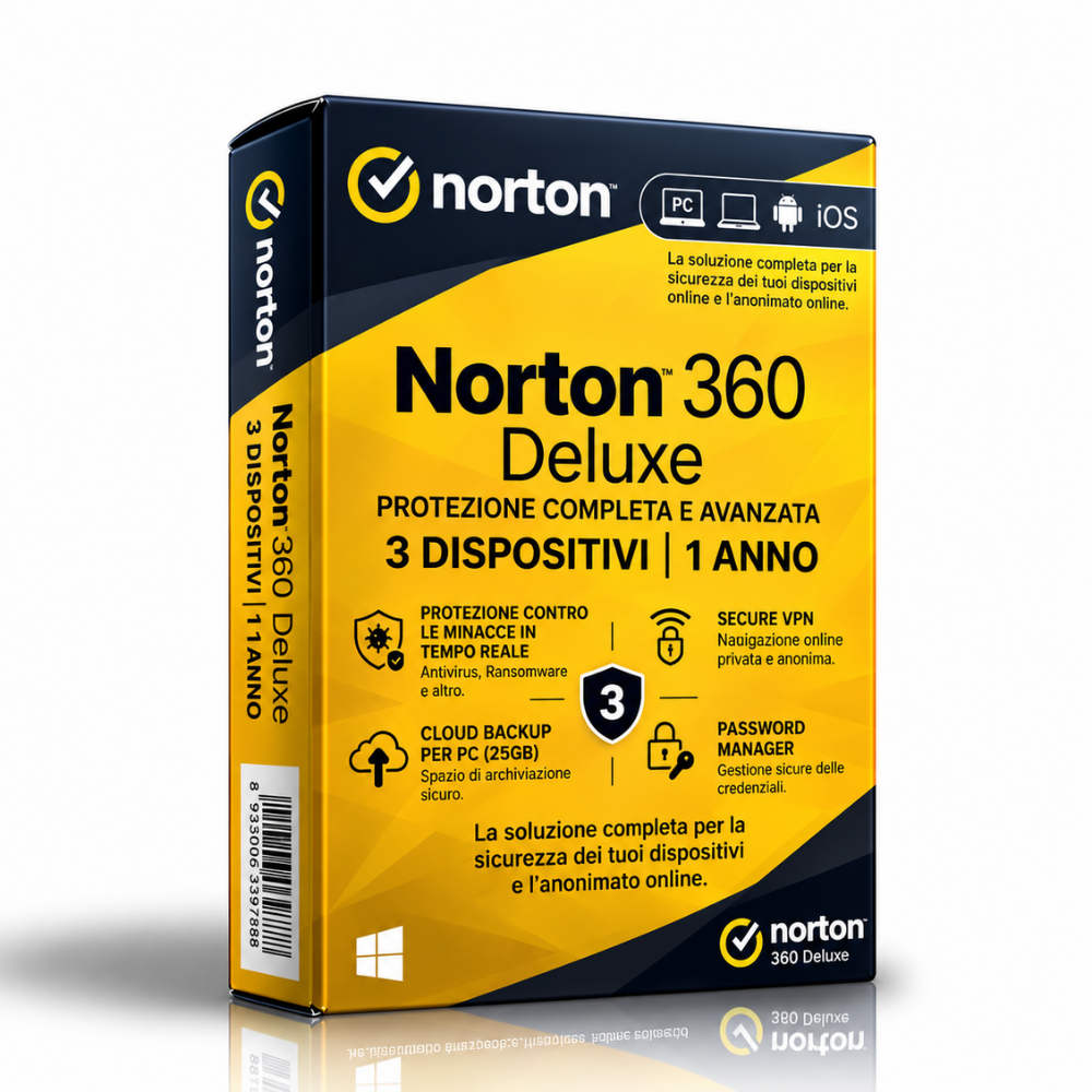Norton 360 Deluxe - 3 Dispositivi - 1 Anno