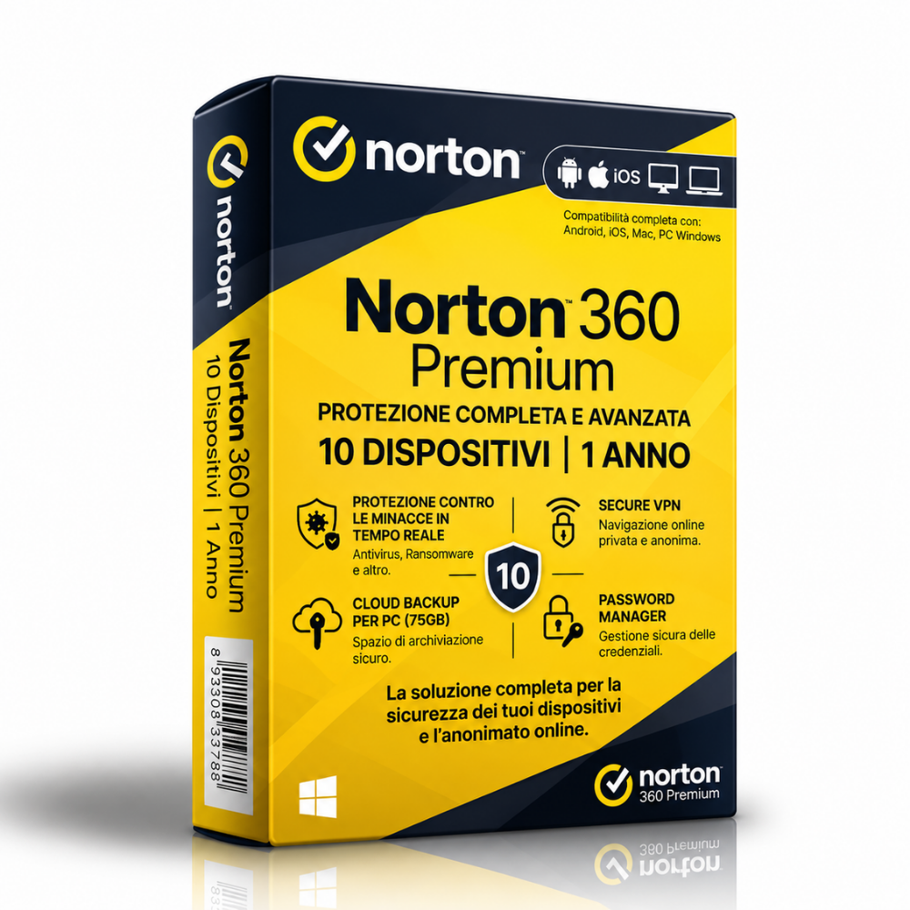 Norton 360 Premium - 10 Dispositivi - 1 Anno