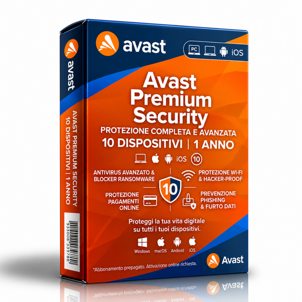 Avast Premium Security -10 Dispositivi – 1 Anno