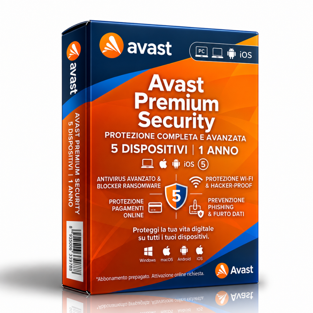 Avast Premium Security per 5 Dispositivi
