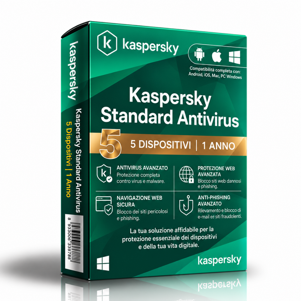 Kaspersky Standard Antivirus - 5 Dispositivi - 1 Anno