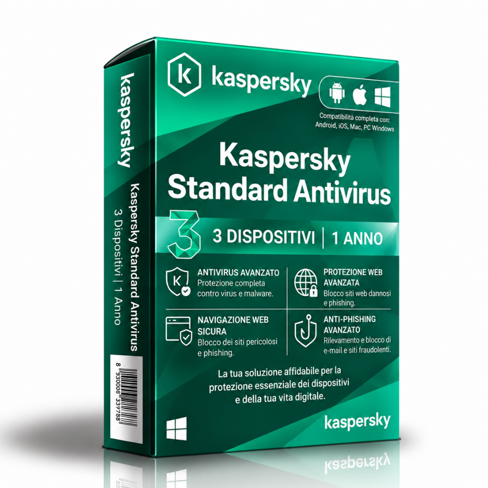 Kaspersky Standard Antivirus - 3 Dispositivi - 1 Anno