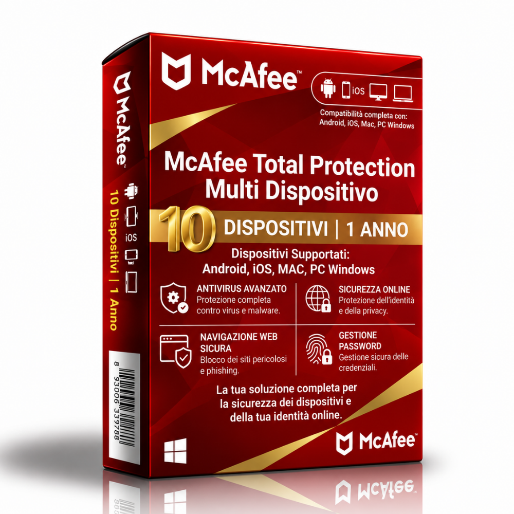 McAfee Total Protection - 10 Dispositivi - 1 Anno