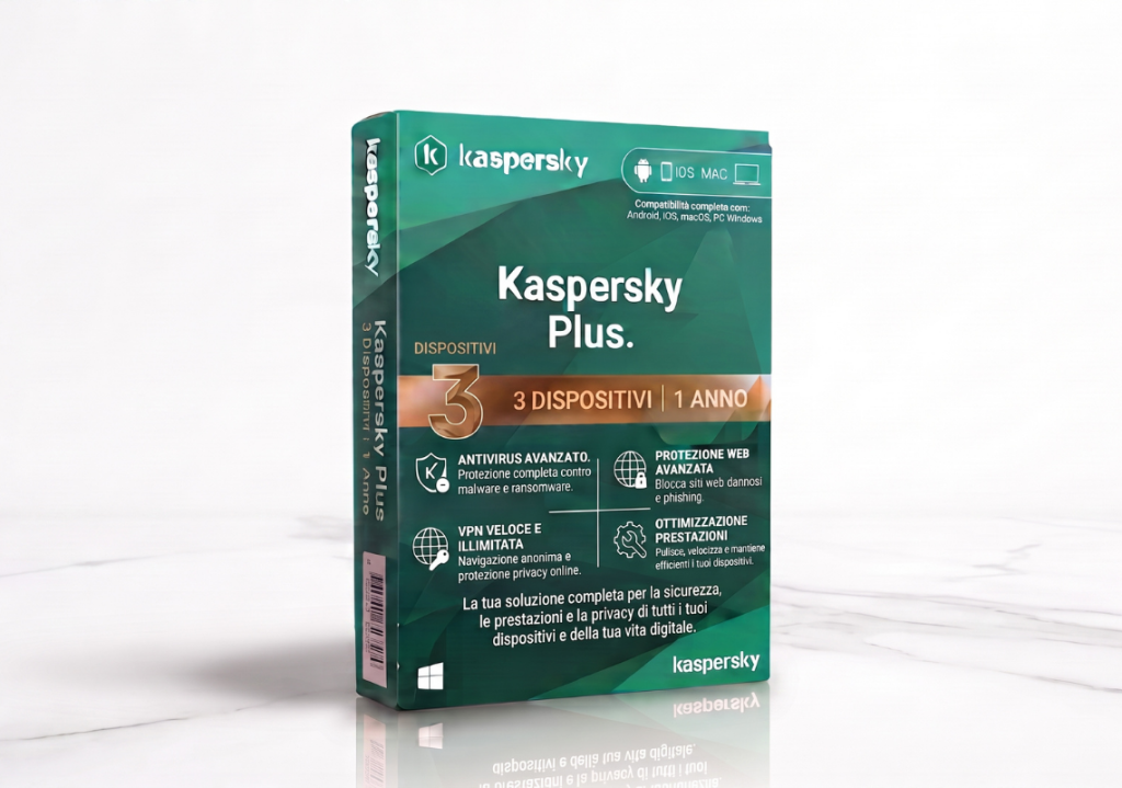 Kaspersky Plus - 3 Dispositivi - 1 Anno