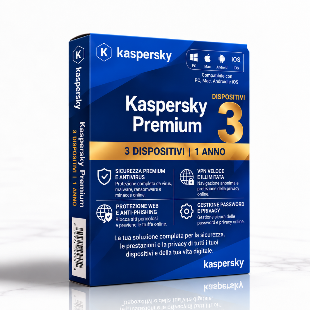 Kaspersky Premium - 3 Dispositivi - 1 Anno